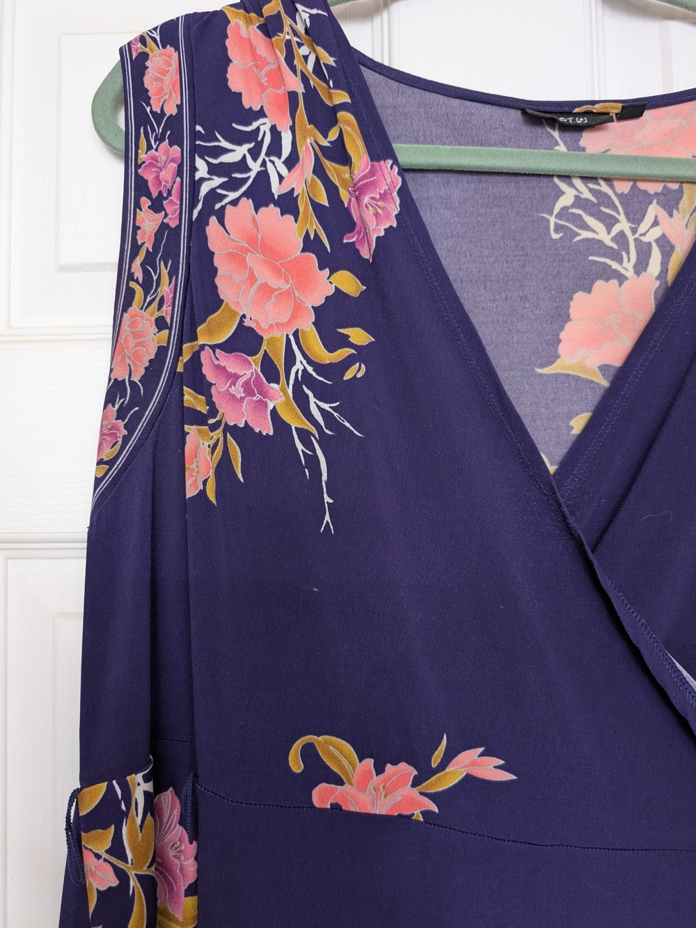 Apt 9 Floral Wrap-Front Sleeveless Dress - Purple with Pink Floral 1X - Picture 2 of 7